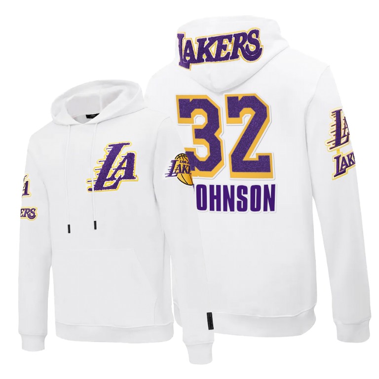 Men's Los Angeles Lakers Magic Johnson #32 NBA Pro Standard Pullover Team Logo White Basketball Hoodie ZAU7183QQ
